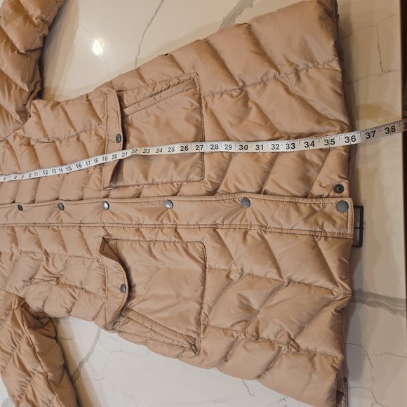 Lands End Womens Belted Trench Puffer Coat Tan Size Small - Picture 11 of 12